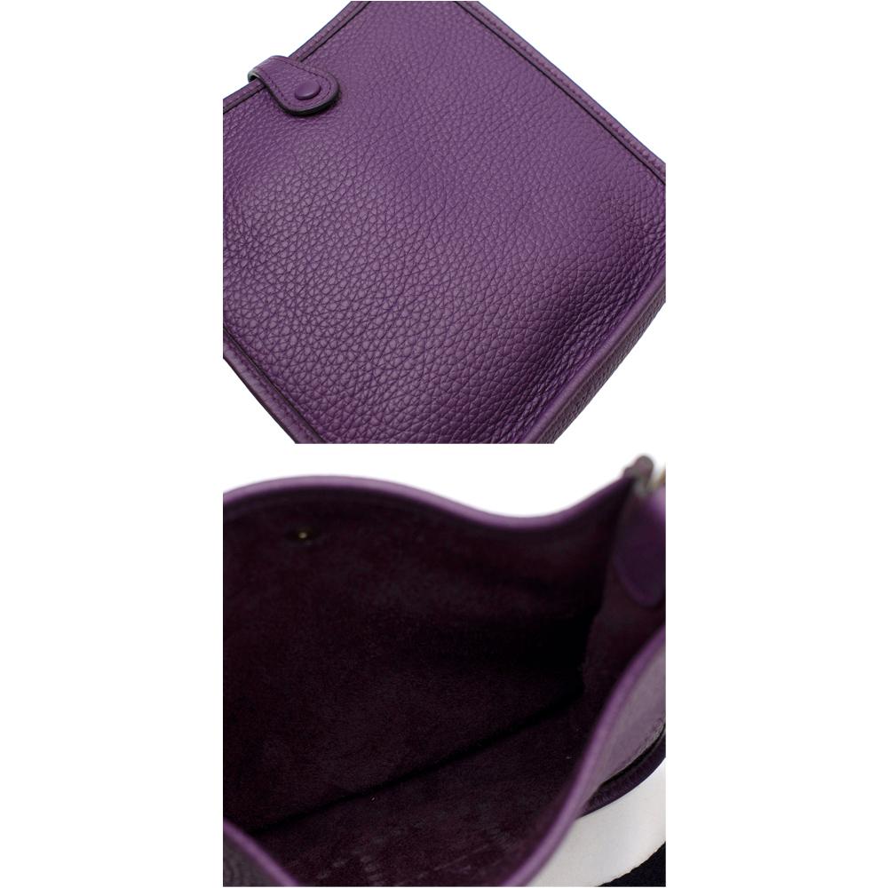 Hermes Ultraviolet Taurillon Clemence Leather Mini Evelyne Bag PHW	 For Sale 2