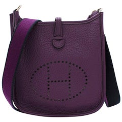 Hermes Ultraviolet Taurillon Clemence Leather Mini Evelyne Bag PHW	