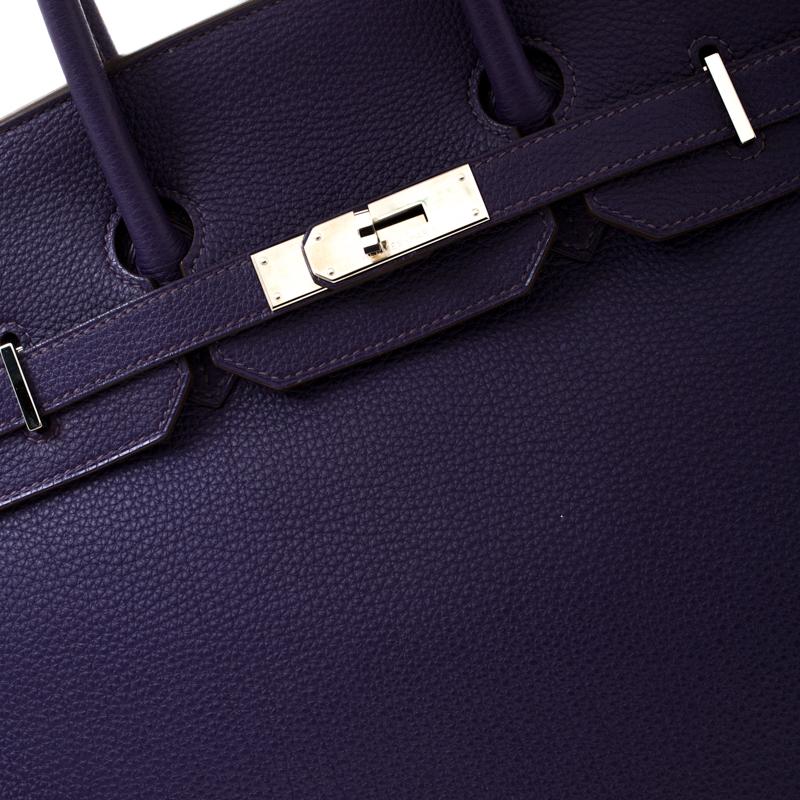 Hermes Ultraviolet Togo Leather Palladium Hardware Birkin 35 Bag 5