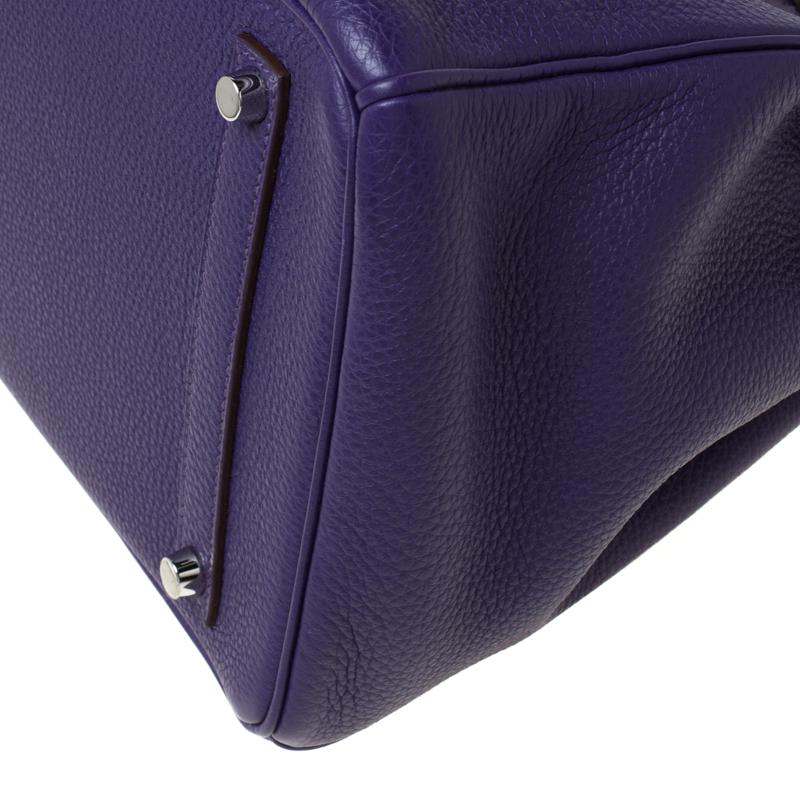Hermes Ultraviolet Togo Leather Palladium Hardware Birkin 35 Bag 6