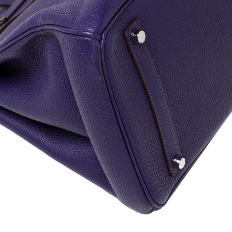 Hermes Ultraviolet Togo Leather Palladium Hardware Birkin 35 Bag 7
