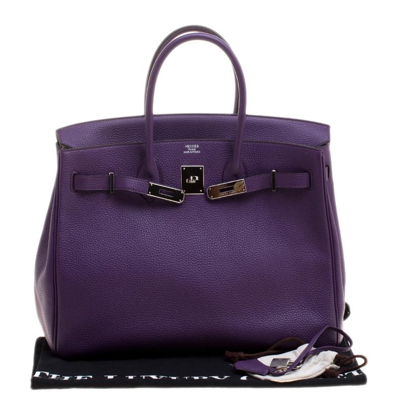 Hermes Ultraviolet Togo Leather Palladium Hardware Birkin 35 Bag 8