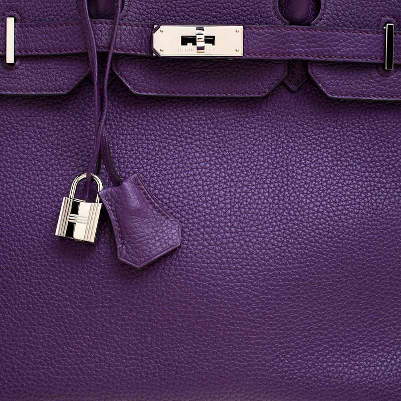 Women's Hermes Ultraviolet Togo Leather Palladium Hardware Birkin 35 Bag