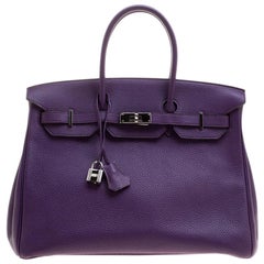 Hermes Ultraviolet Togo Leather Palladium Hardware Birkin 35 Bag