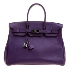 Hermes Ultraviolet Togo Leather Palladium Hardware Birkin 35 Bag