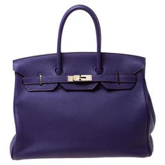 Hermes Ultraviolet Togo Leather Palladium Hardware Birkin 35 Bag