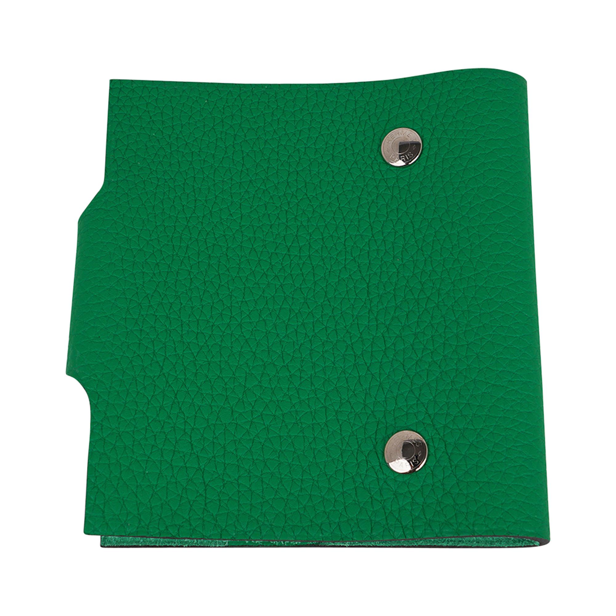 Hermes Ulysse Mini Notebook Abdeckung Bambus Togo Leder Neu (Blau) im Angebot