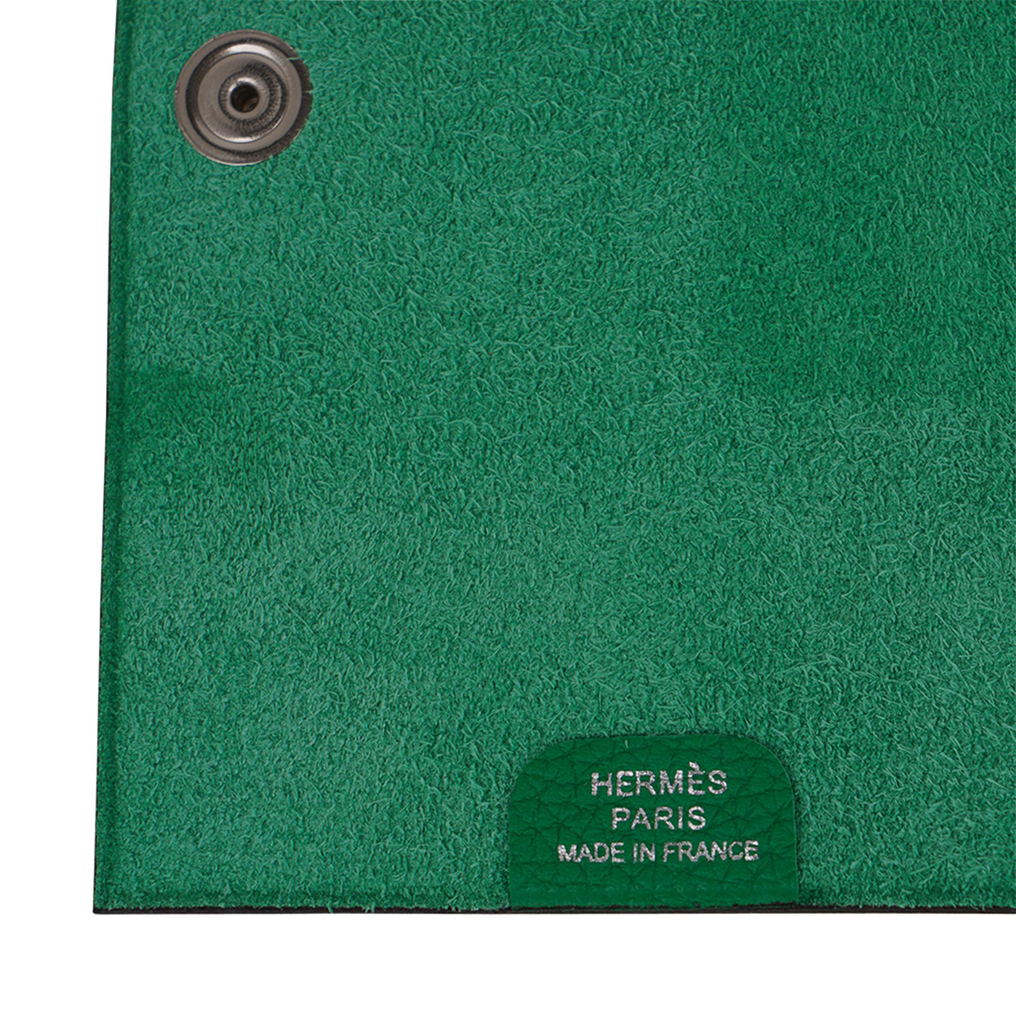 Blue Hermes Ulysse Mini Notebook Cover Bamboo Togo Leather New For Sale