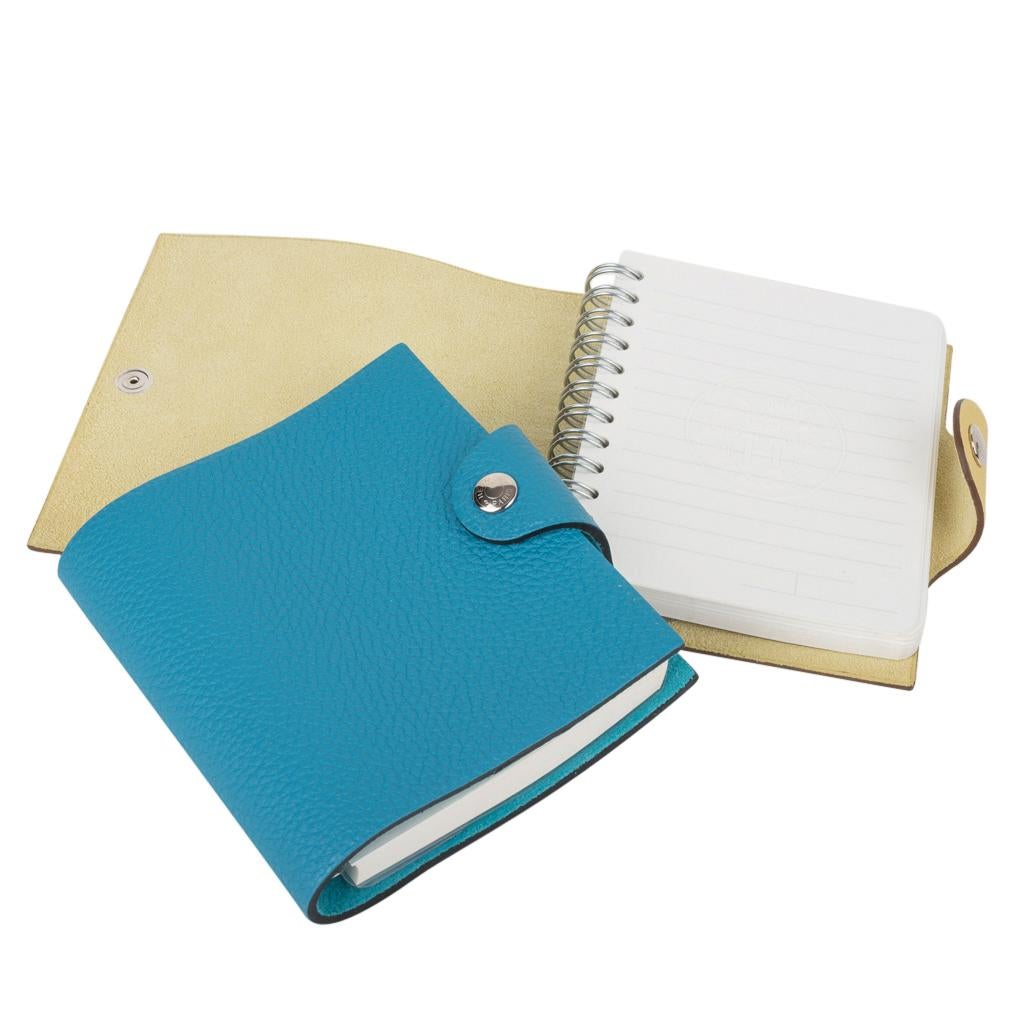 Hermes Ulysse Mini Notebook Cover Turquoise with Lined Notebook Refill In New Condition In Miami, FL