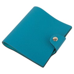 Hermes Ulysse Mini Notebook Cover Türkis mit liniertem Notizbuch Refill