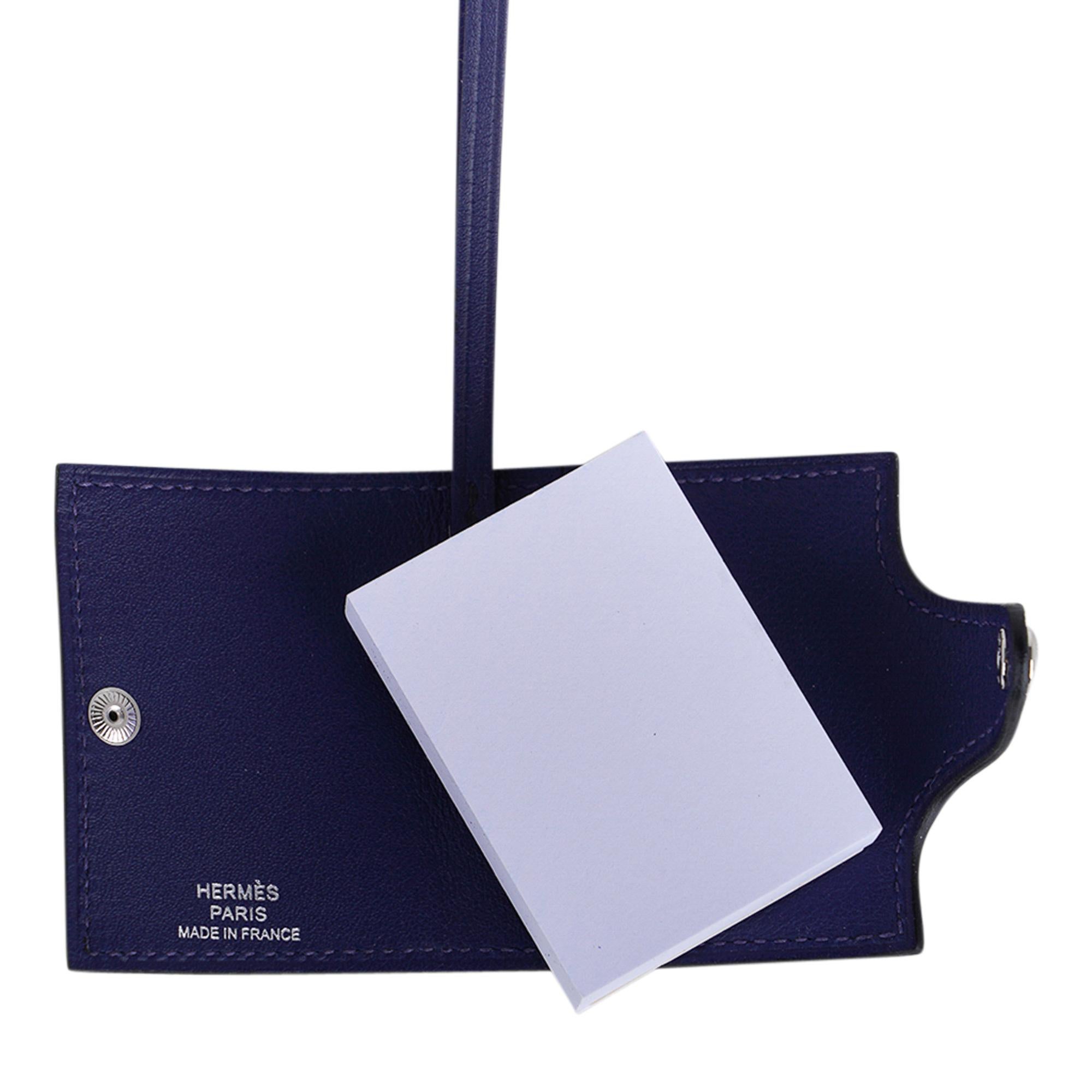 Hermes Ulysse Nano Bag Charm Black / Blue Sapphire Palladium For Sale 5