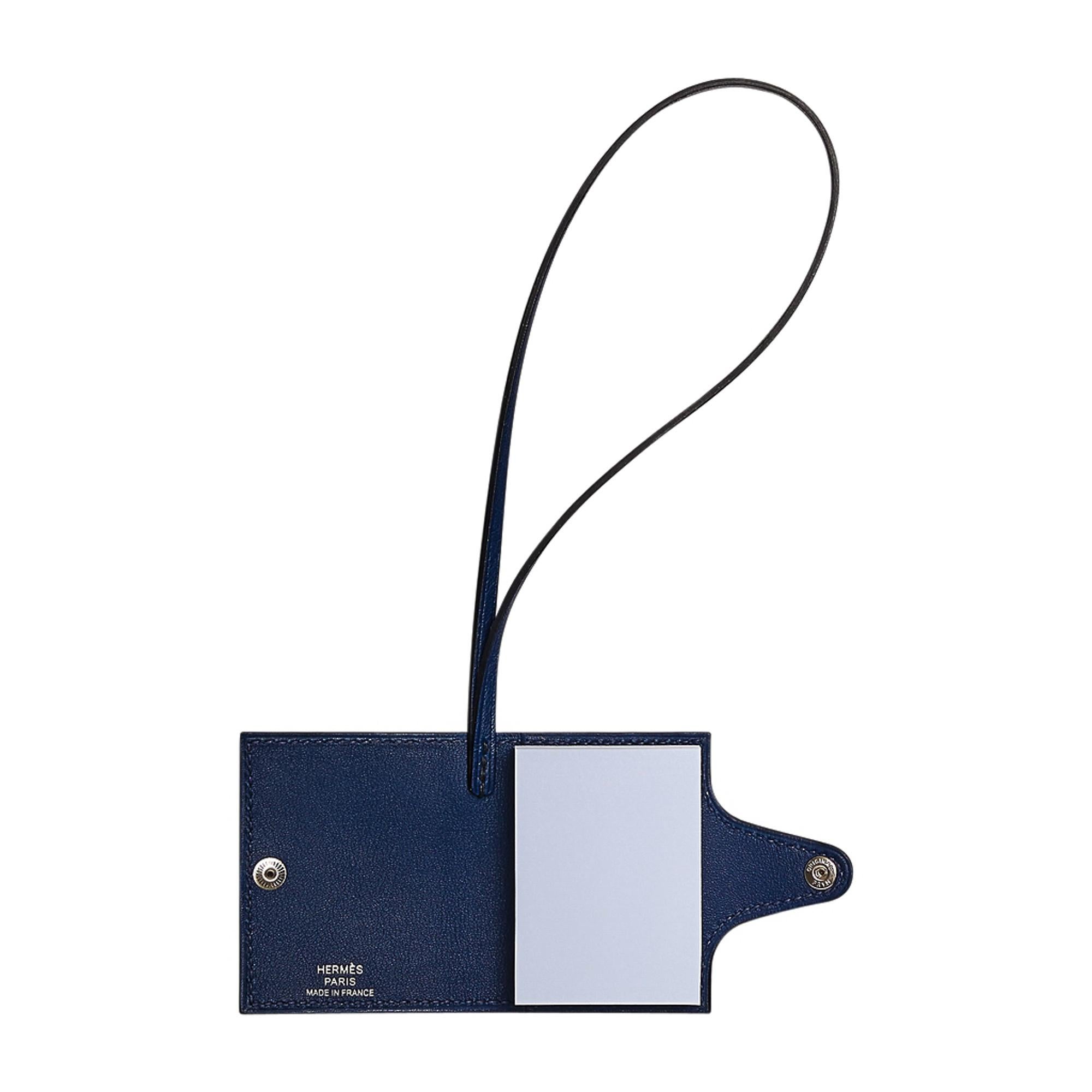 Hermes Ulysse Nano Bag Charm Black / Blue Sapphire Palladium For Sale 6