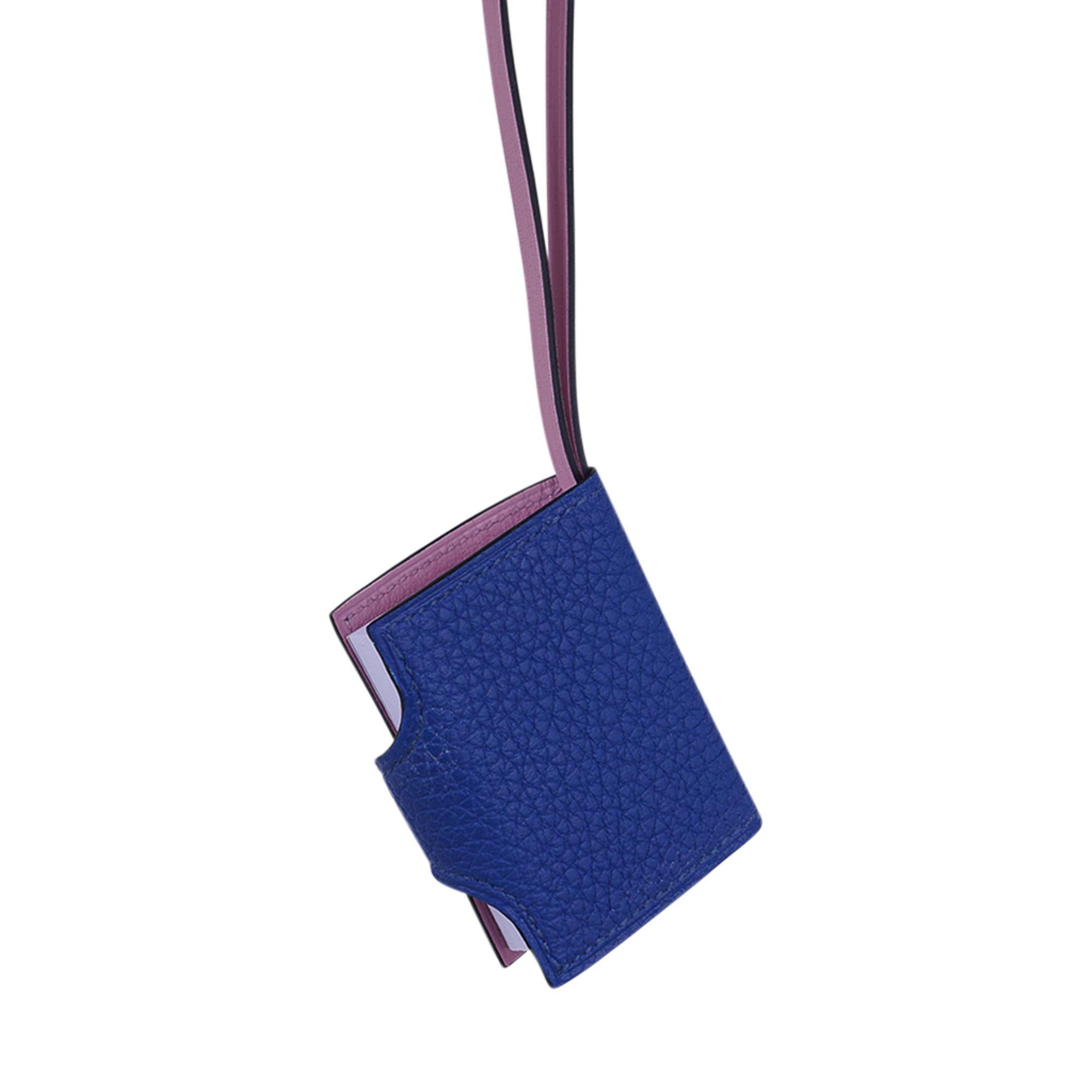 Hermes Ulysse Nano Bag Charm Blue de France / Mauve Sylvestre For Sale 5