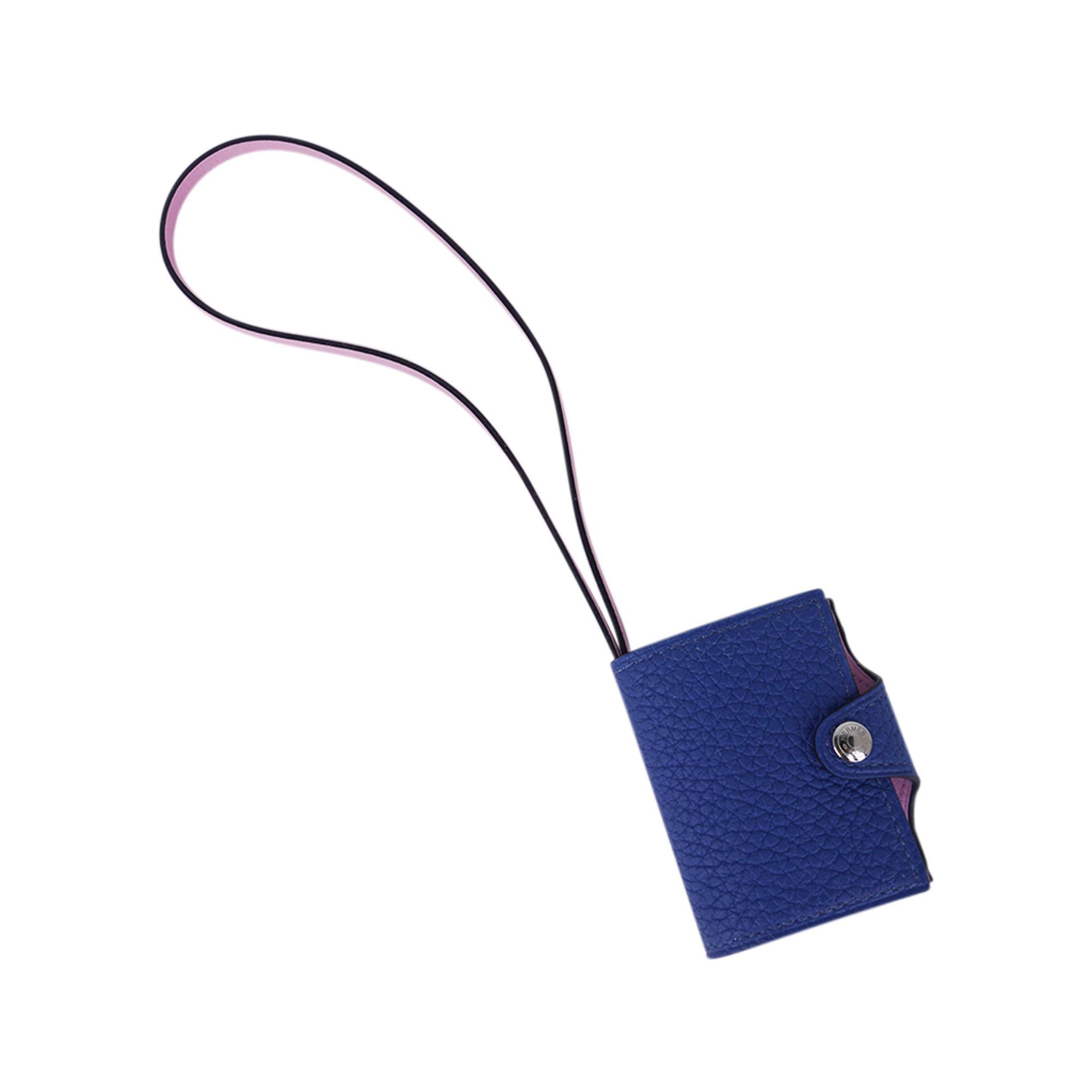 Hermes Ulysse Nano Bag Charm Blue de France / Mauve Sylvestre 6