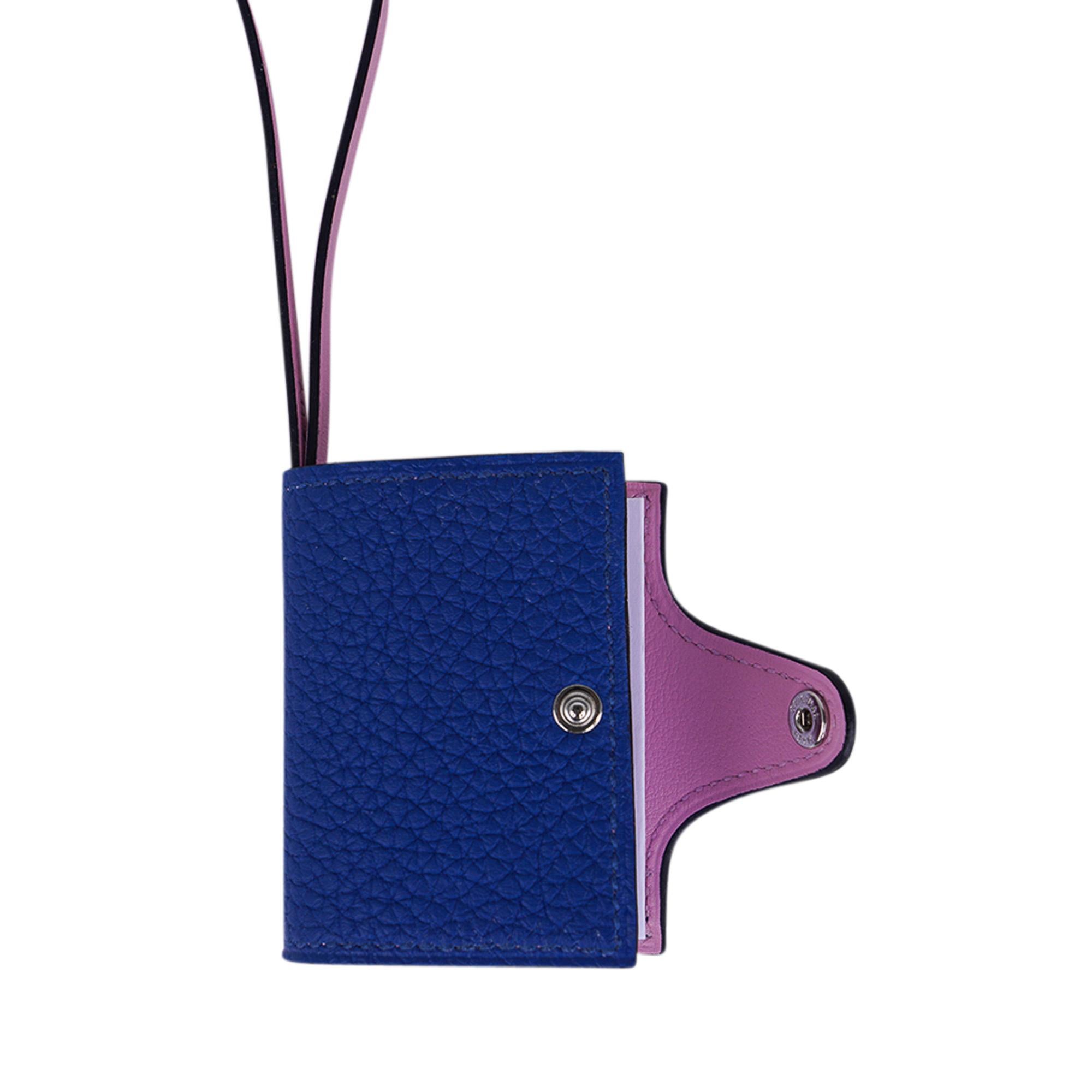 Hermes Ulysse Nano Bag Charm Blue de France / Mauve Sylvestre For Sale 2