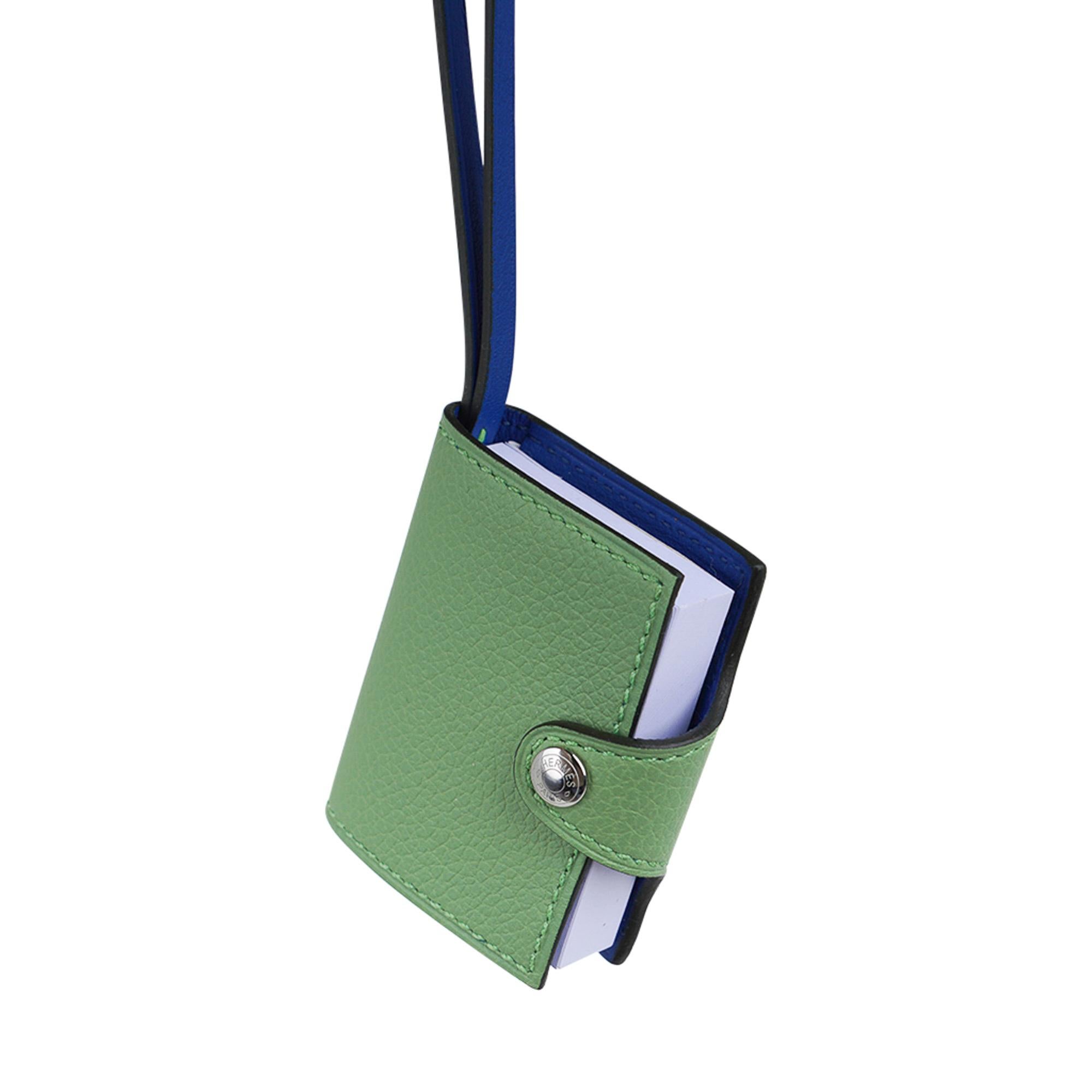 Hermes Ulysse Nano Bag Charm Vert Criquet / Blue de France Verso In New Condition For Sale In Miami, FL