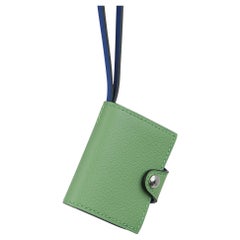 Hermes Ulysse Nano Bag Charm Vert Criquet / Blue de France Verso
