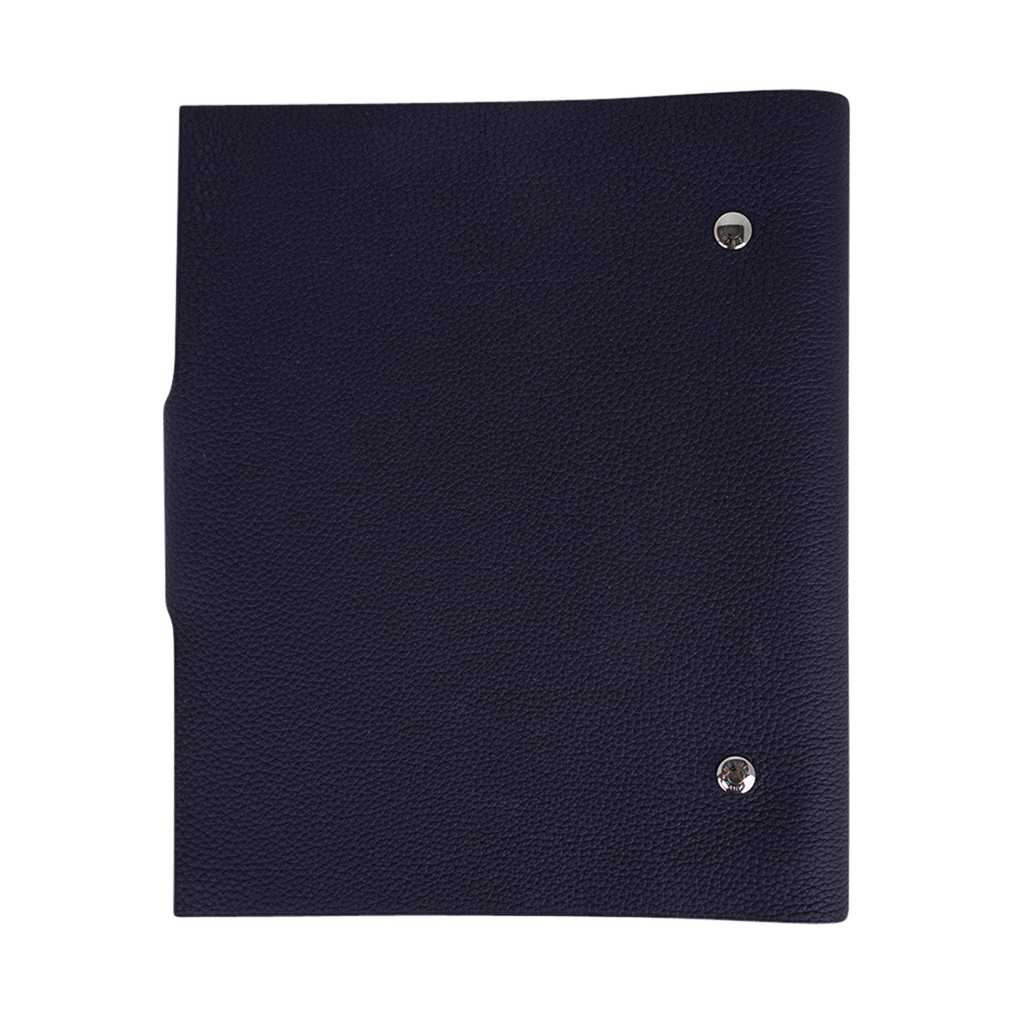 Hermes Ulysse Notebook Cover Blue Nuit MM Model w/ Refill New 3