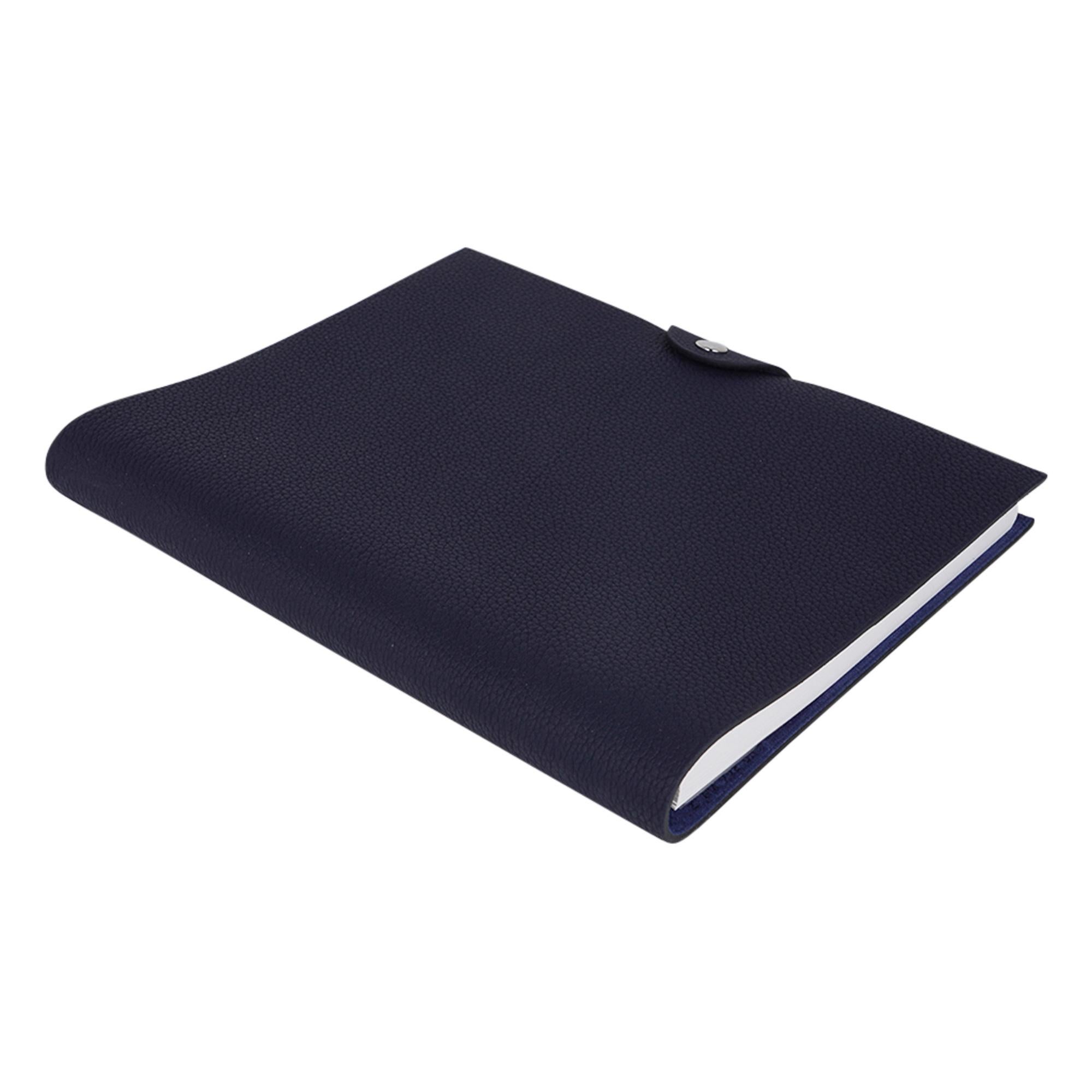 Hermes Ulysse Notebook Cover Blue Nuit MM Model w/ Refill New 1