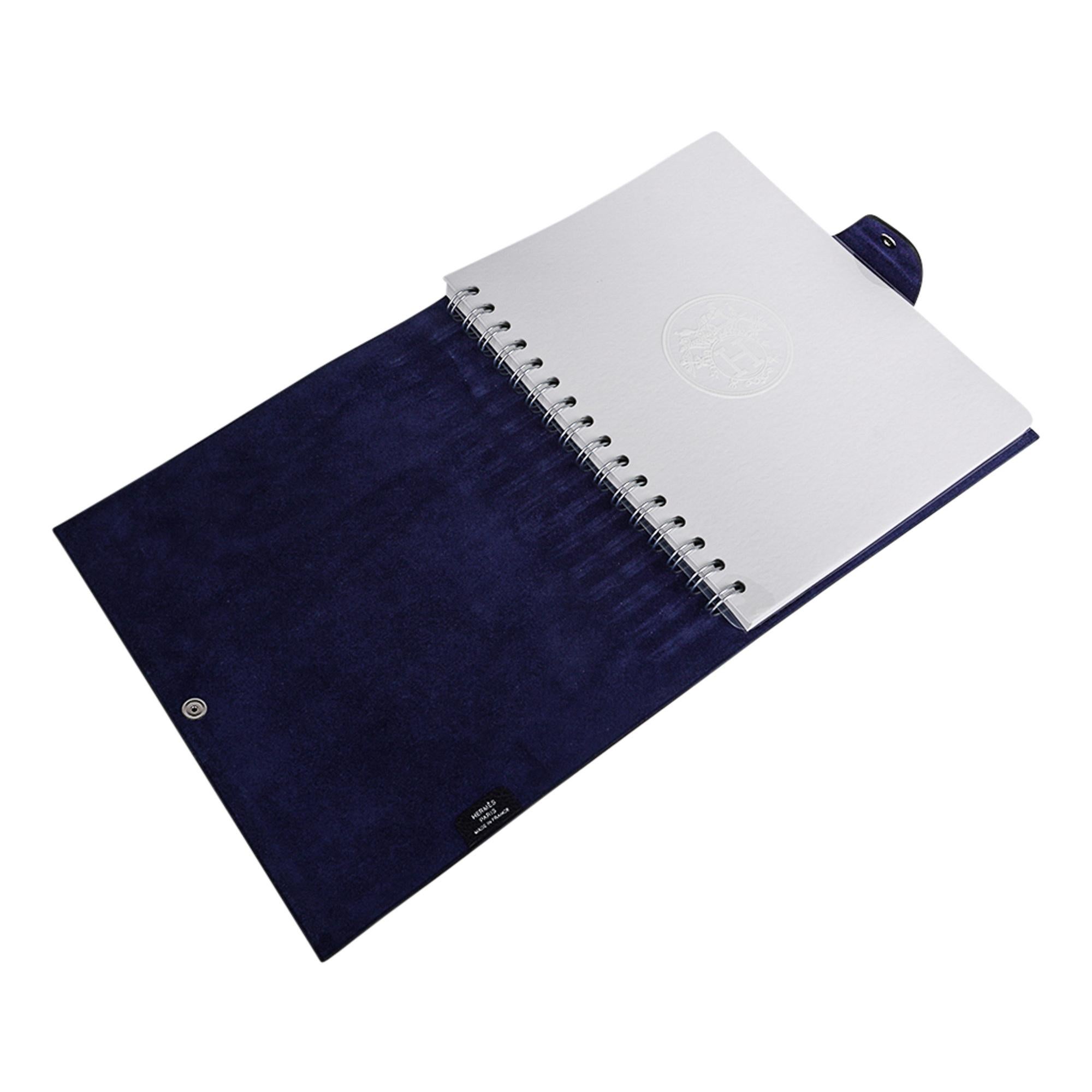 Hermes Ulysse Notebook Cover Blue Nuit MM Model w/ Refill New 2