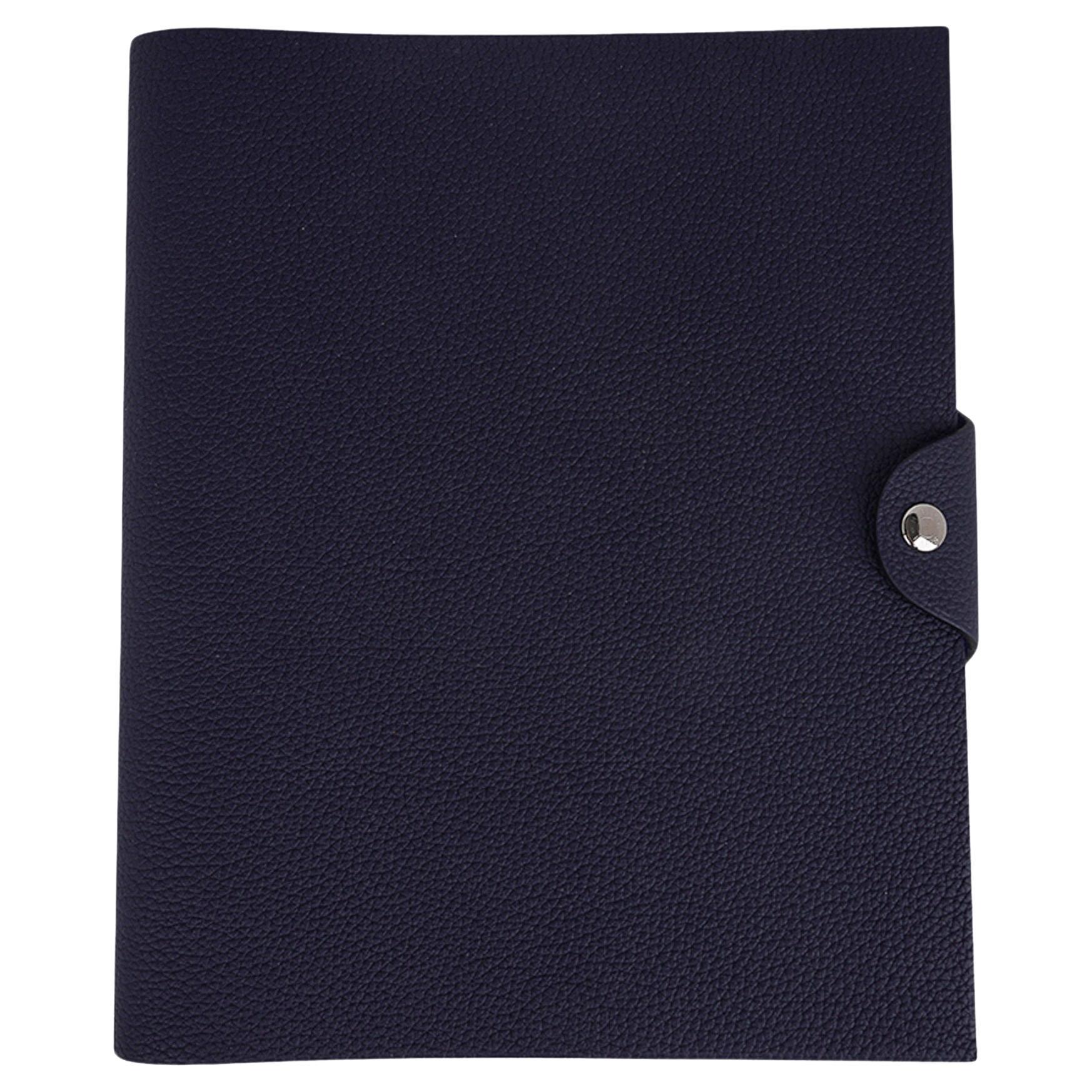 Hermes Ulysse Notebook Cover Blue Nuit MM Model w/ Refill New
