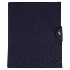 Hermes Ulysse Notebook Cover Blue Nuit MM Model w/ Refill New