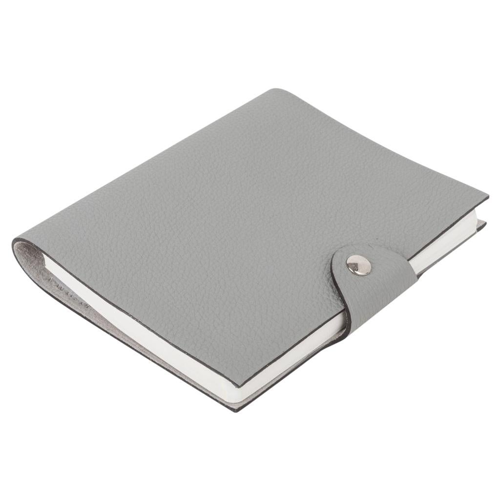 Hermes Ulysse Notebook Cover Gris Mouette PM Model with Lined Paper Refill