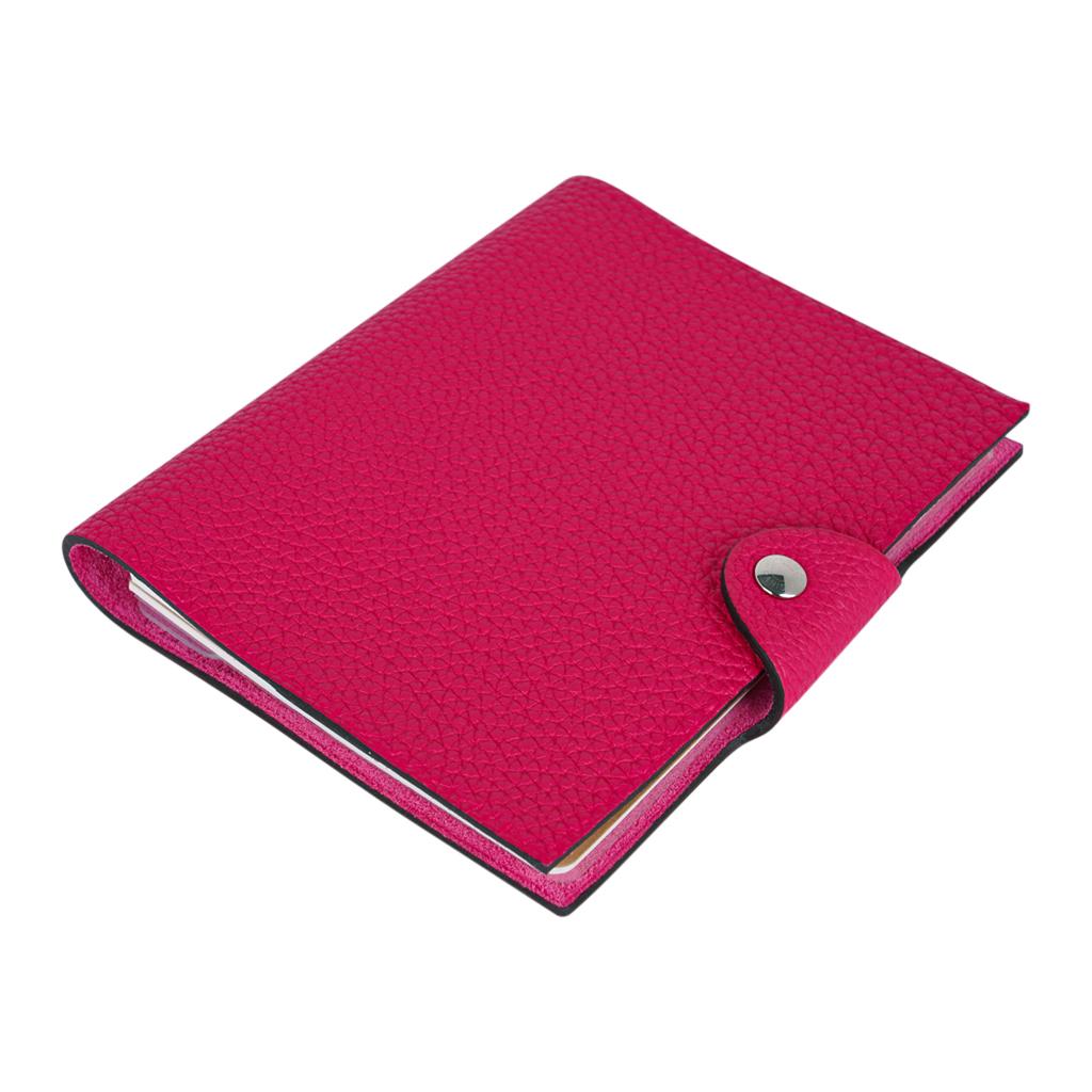 Red Hermes Ulysse Notebook Cover Rose Mexcio PM Model with Lined Paper Refill