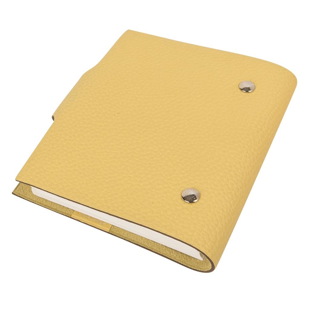 Hermes Ulysse PM Notebook Cover Jaune Poussin Model with Lined Paper Refill In New Condition In Miami, FL