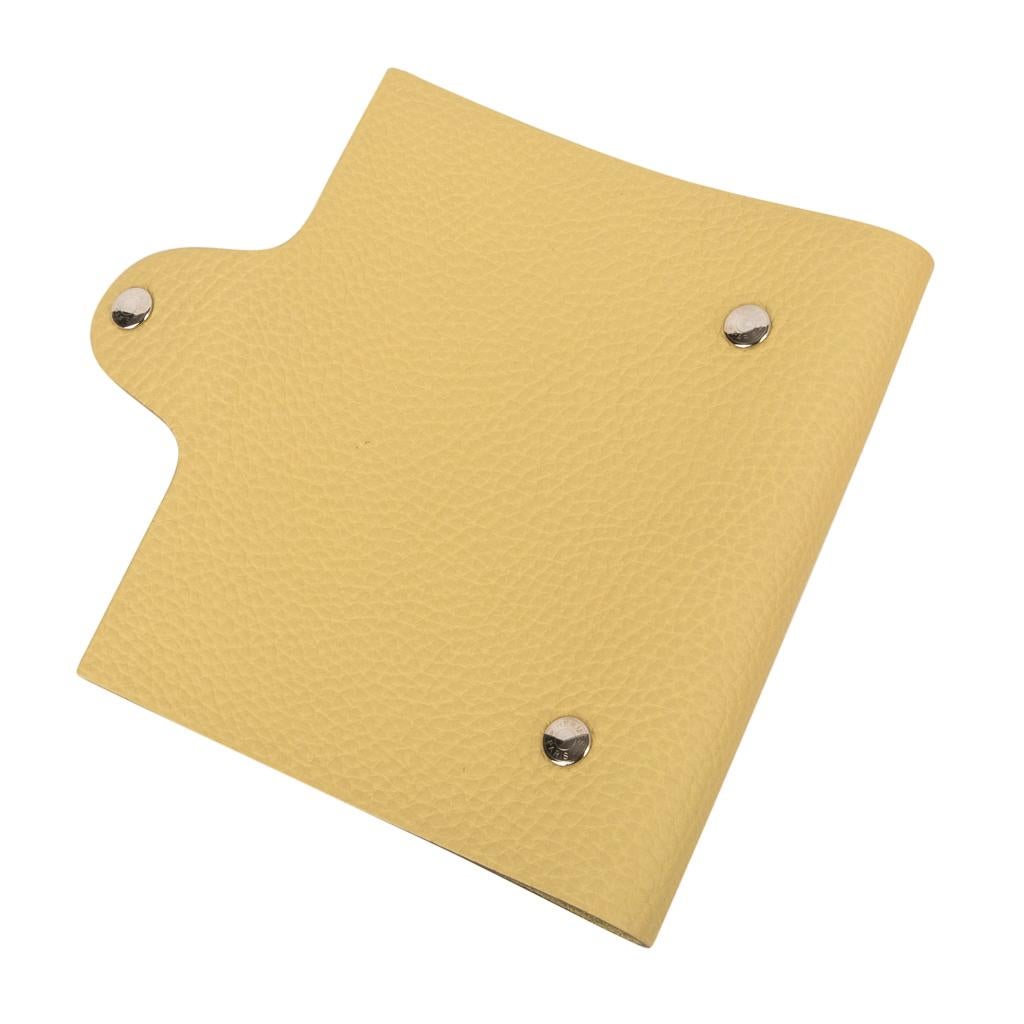 Women's or Men's Hermes Ulysse PM Notebook Cover Jaune Poussin Model with Lined Paper Refill
