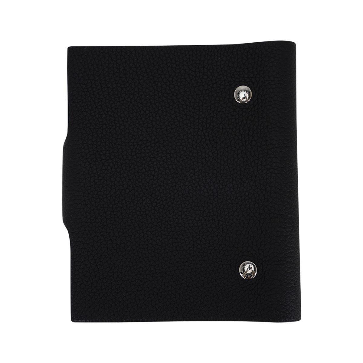 Women's or Men's Hermes Ulysse PM Notebook Cover w/ Refill Black Togo Leather For Sale