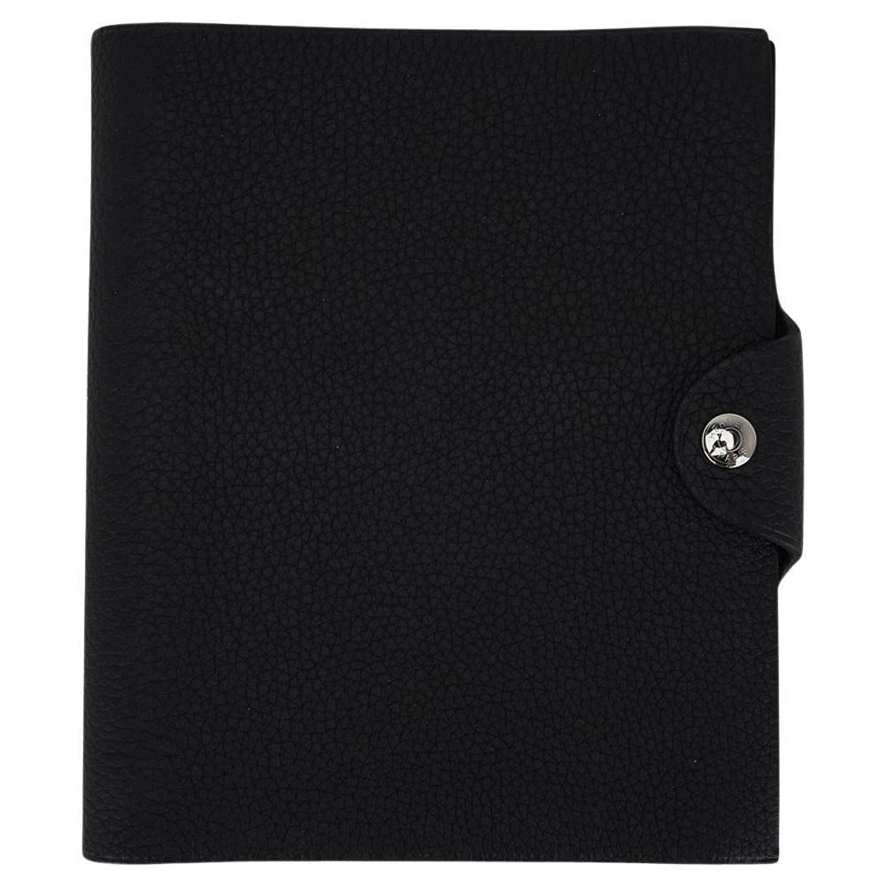 Hermès - Couverture de carnet de notes Ulysse PM avec recharge en cuir togo noir en vente