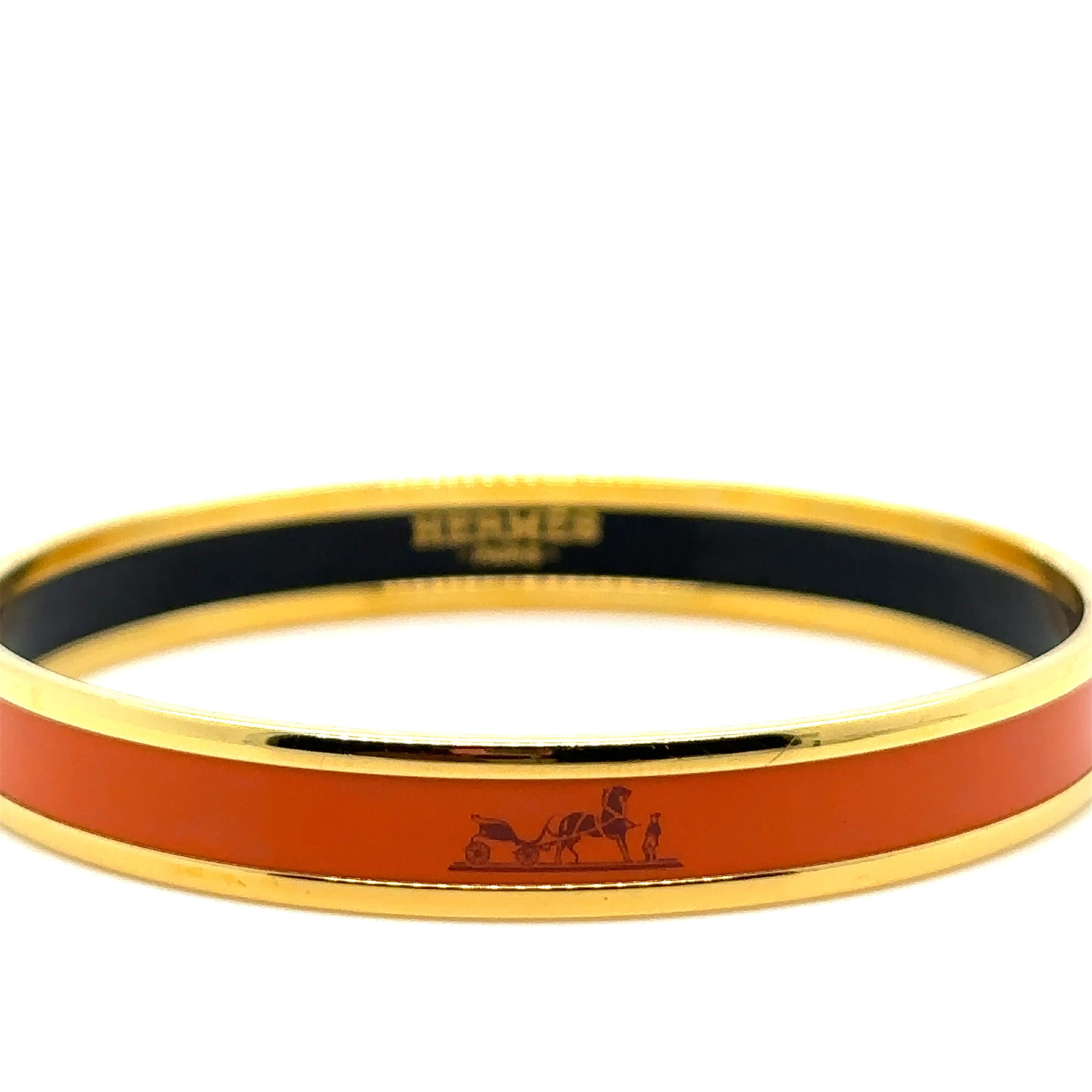 Hermes Uni Bangle Extra Narrow Orange In Excellent Condition In SYDNEY, NSW