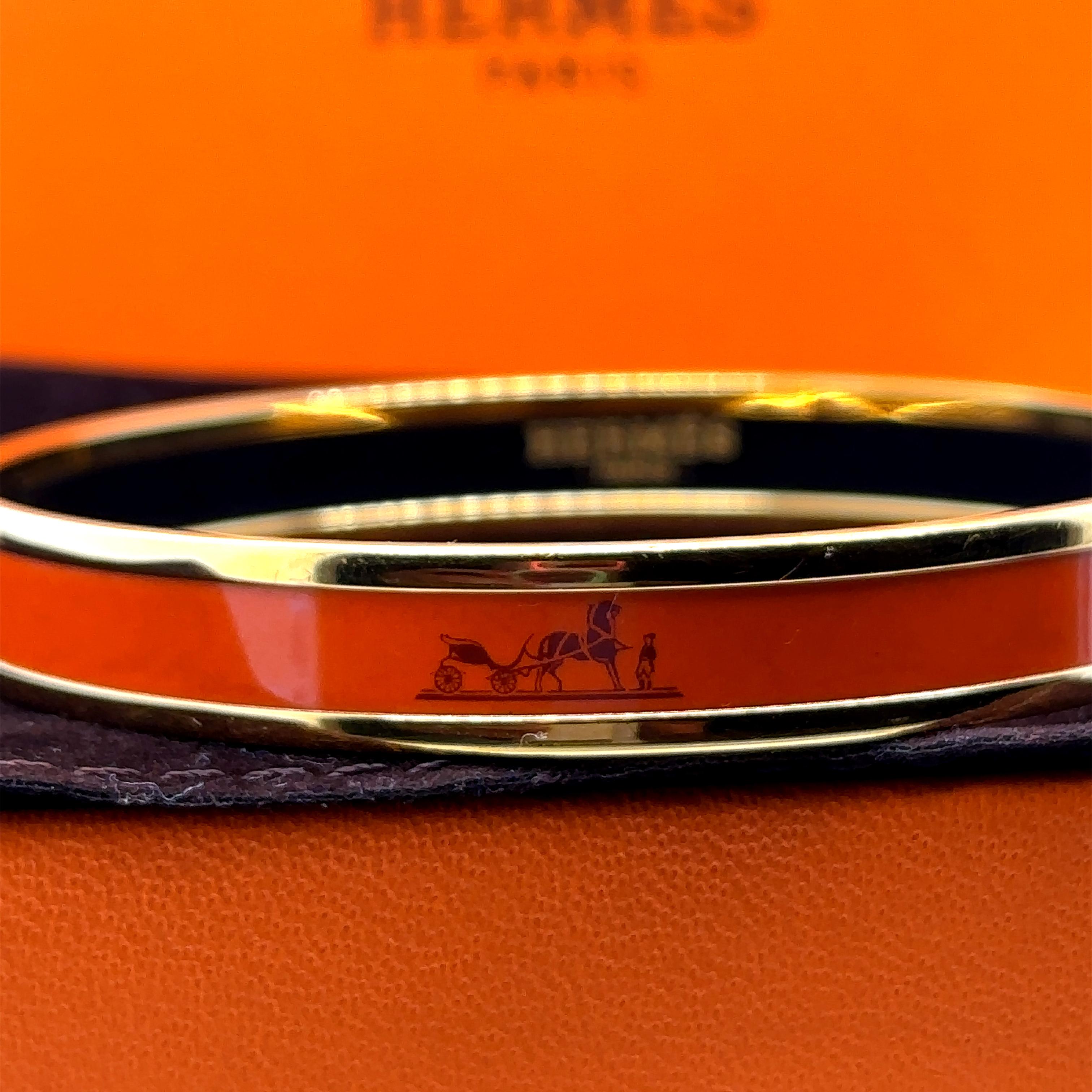 Hermes Uni Bangle Extra Narrow Orange 2