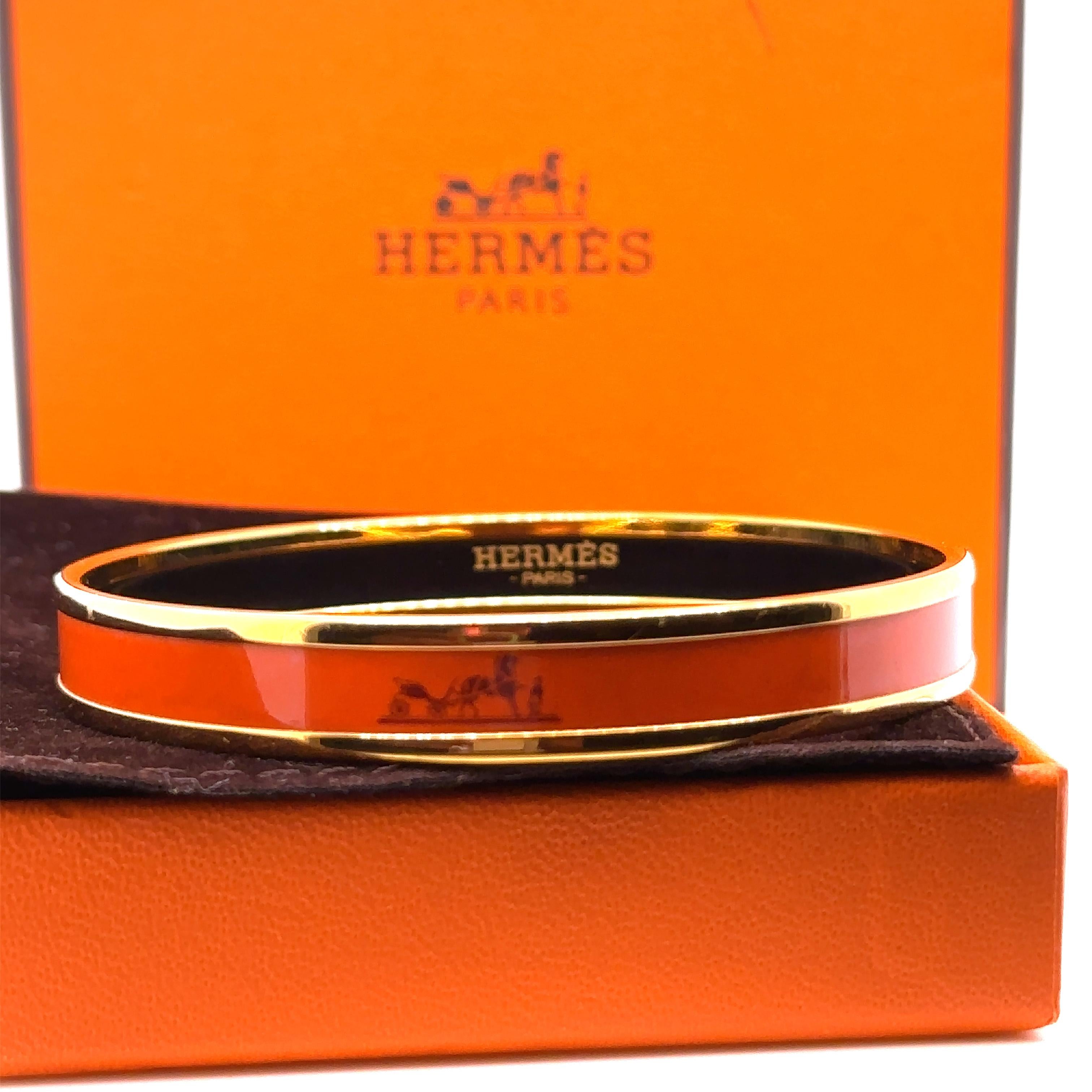 Hermes Uni Bangle Extra Narrow Orange 3