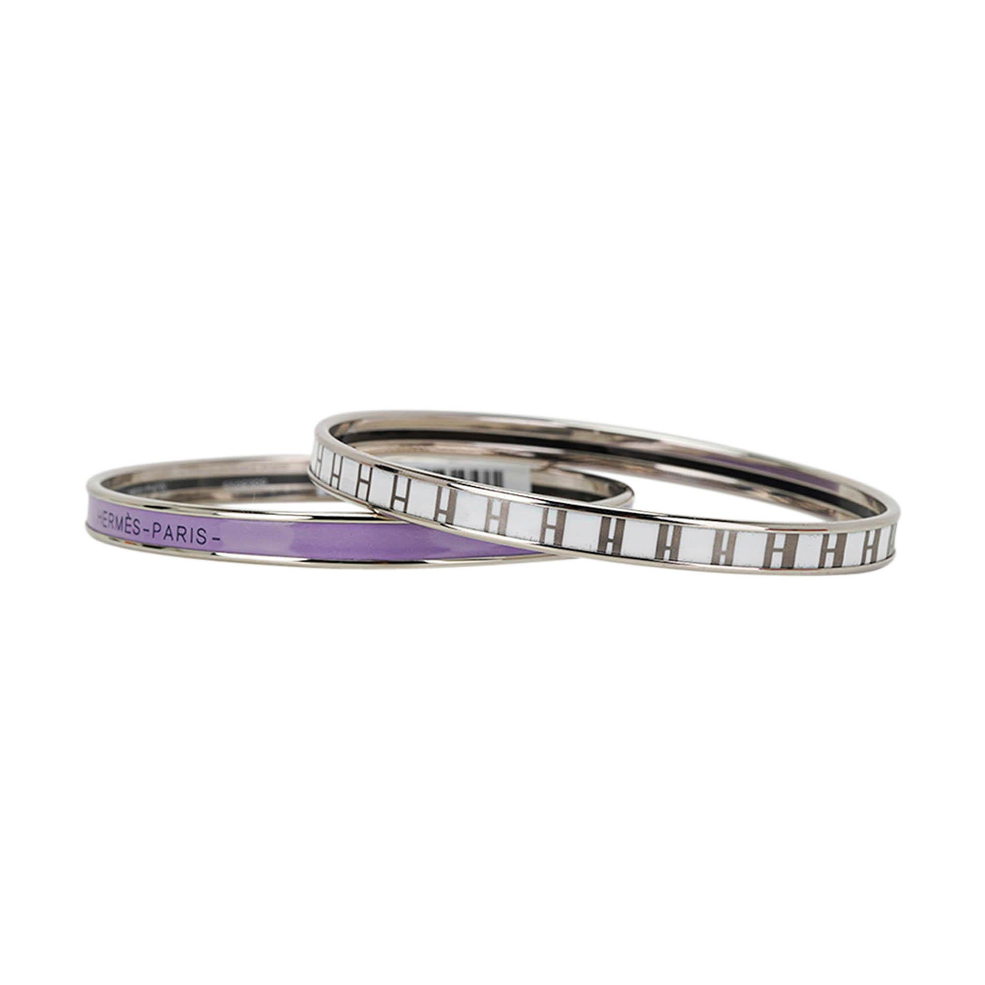 Hermes Uni Bangle Lilas Bracelet extra étroit 62 en vente 2
