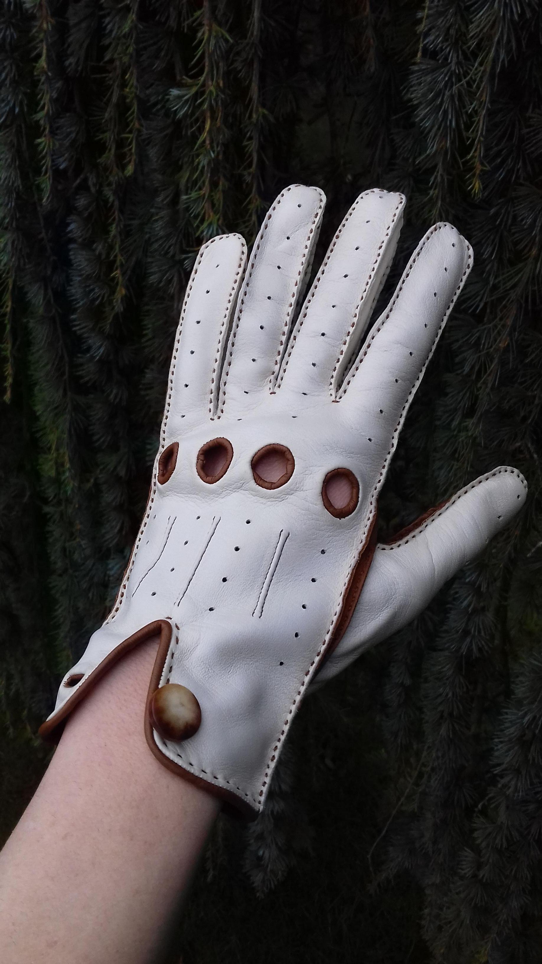 Hermès Unisex Driving Gloves Bi Color Lambskin Leather Size 7, 5 In Box 9