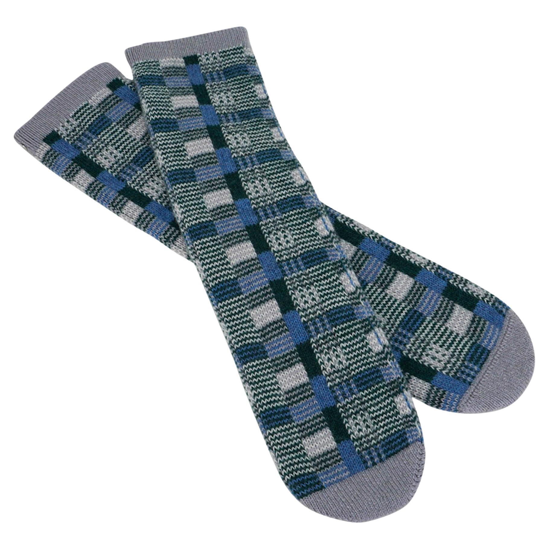 Hermes Unisex Sherwood Socks in Bleu Denim Cashmere For Sale