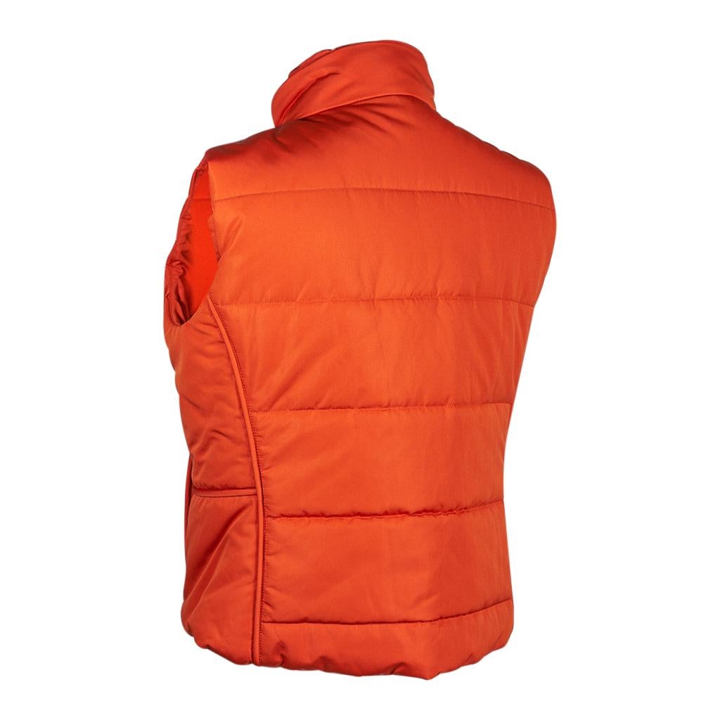 Hermes Unisex Sleeveless Orange Puffer Vest L New For Sale 3