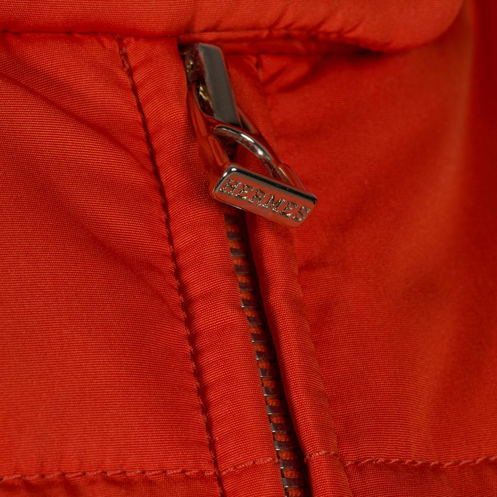 Red Hermes Unisex Sleeveless Orange Puffer Vest L New For Sale