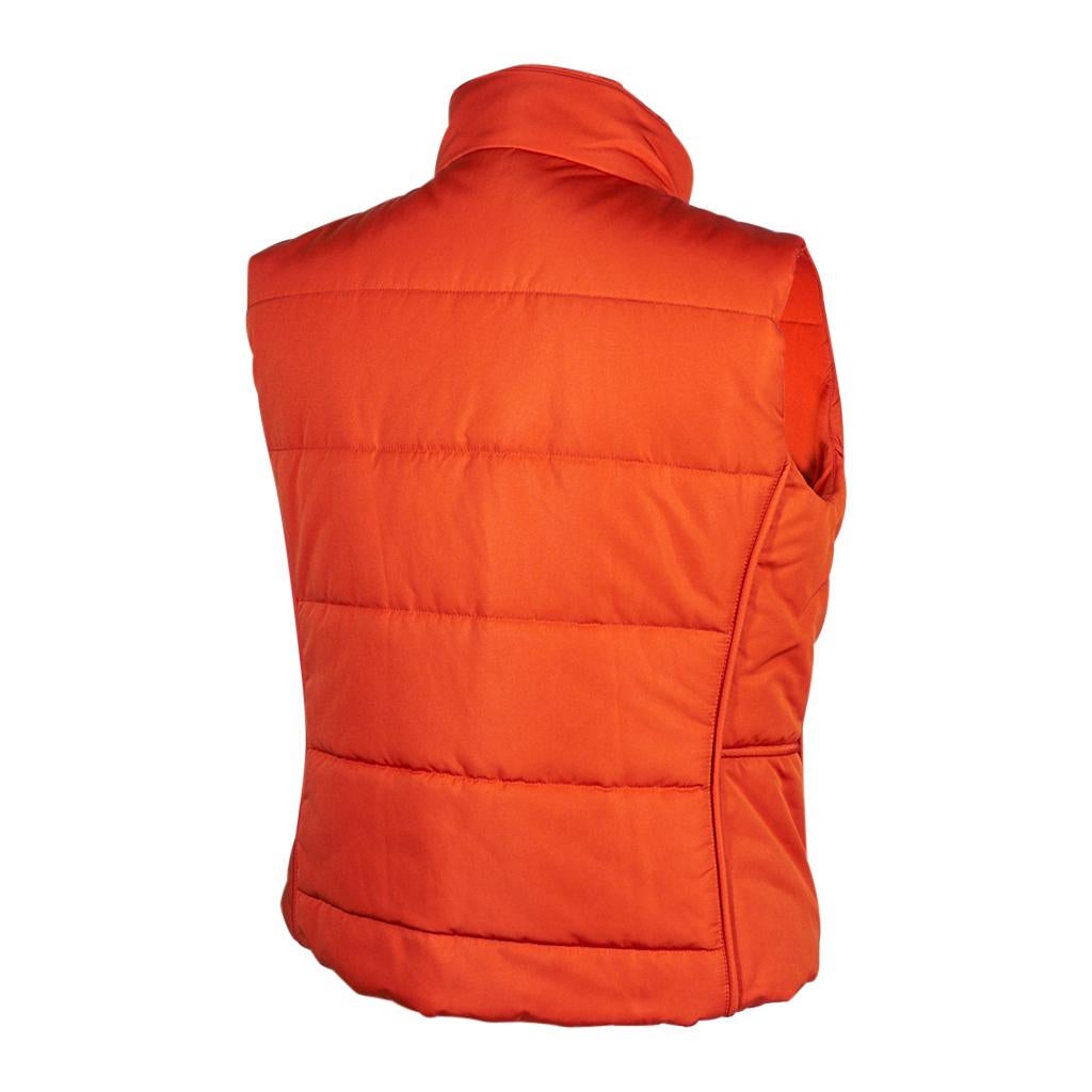 Hermes Unisex Sleeveless Orange Puffer Vest L New For Sale 1