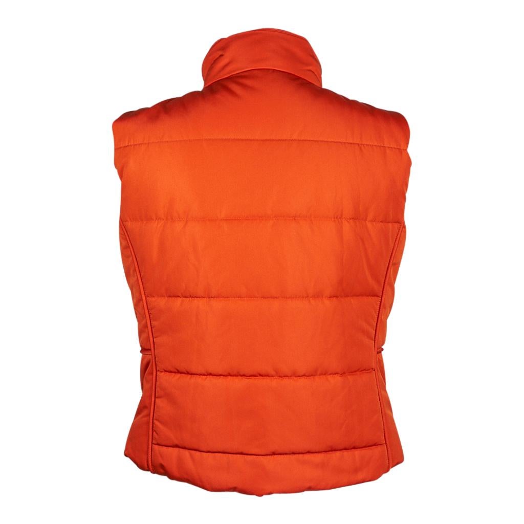 Hermes Unisex Sleeveless Orange Puffer Vest L New For Sale 2