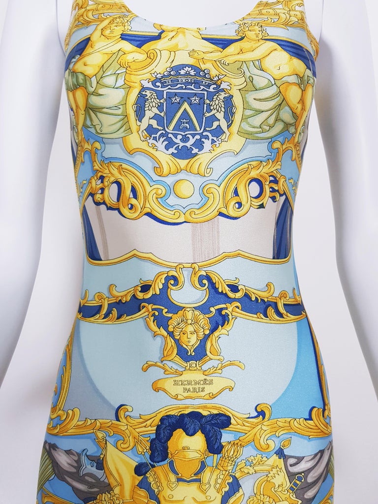HERMES Unworn Baroque Bodycon lycra Mini dress, 90s In New Condition For Sale In Genève, CH