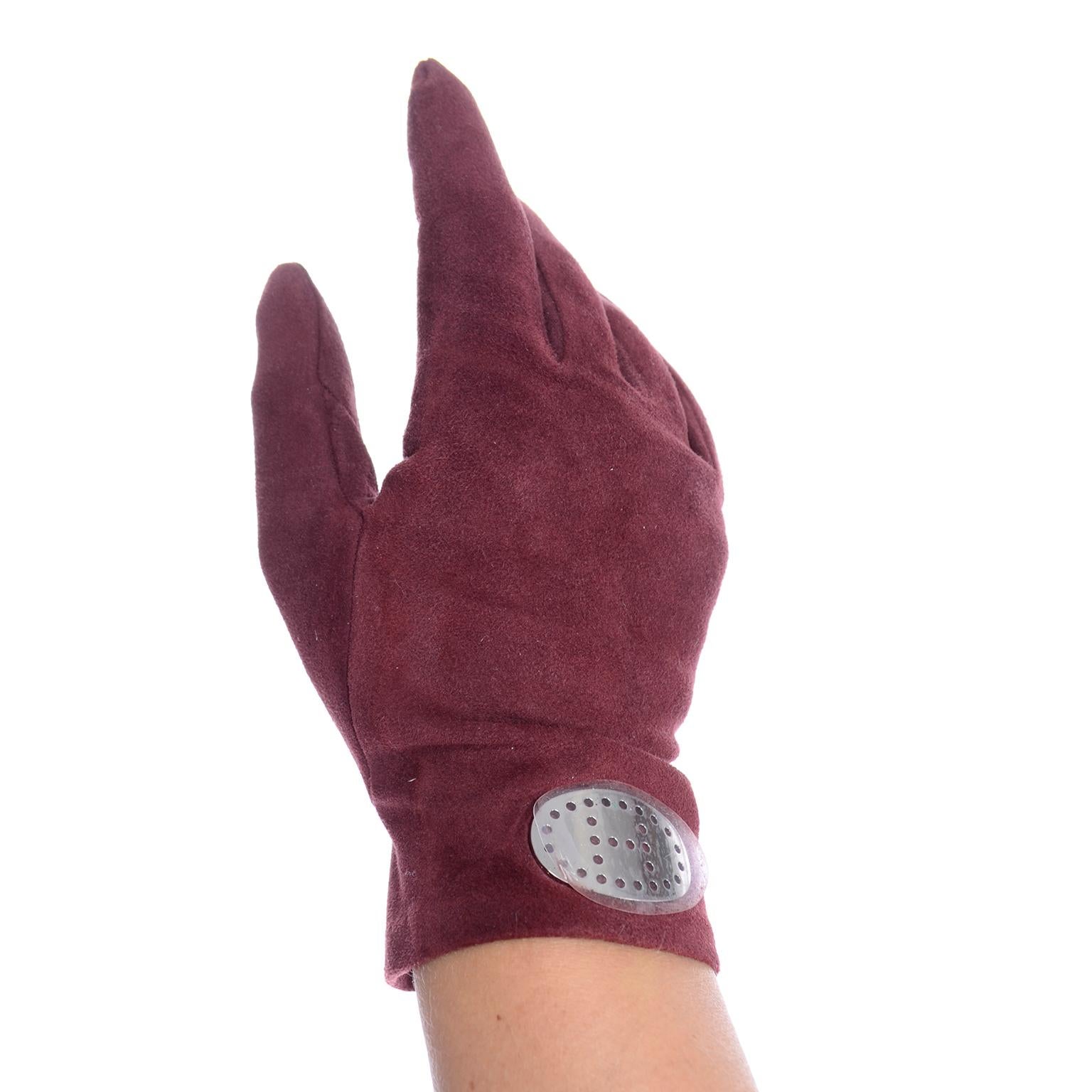 burgundy suede gloves