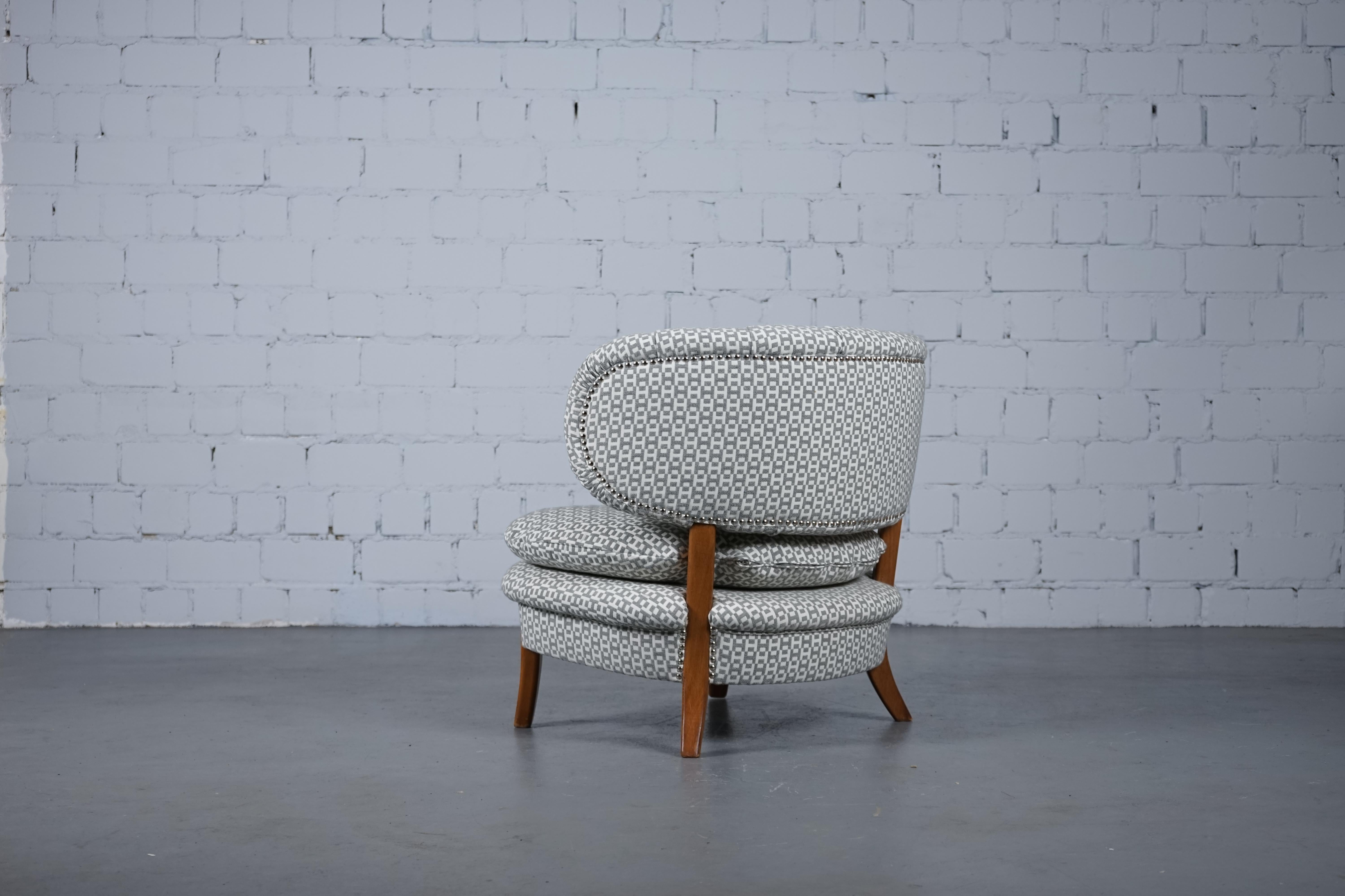 Swedish Hermès Upholstered Schulz Lounge Chair by Otto Schultz for Boet, 1940s For Sale
