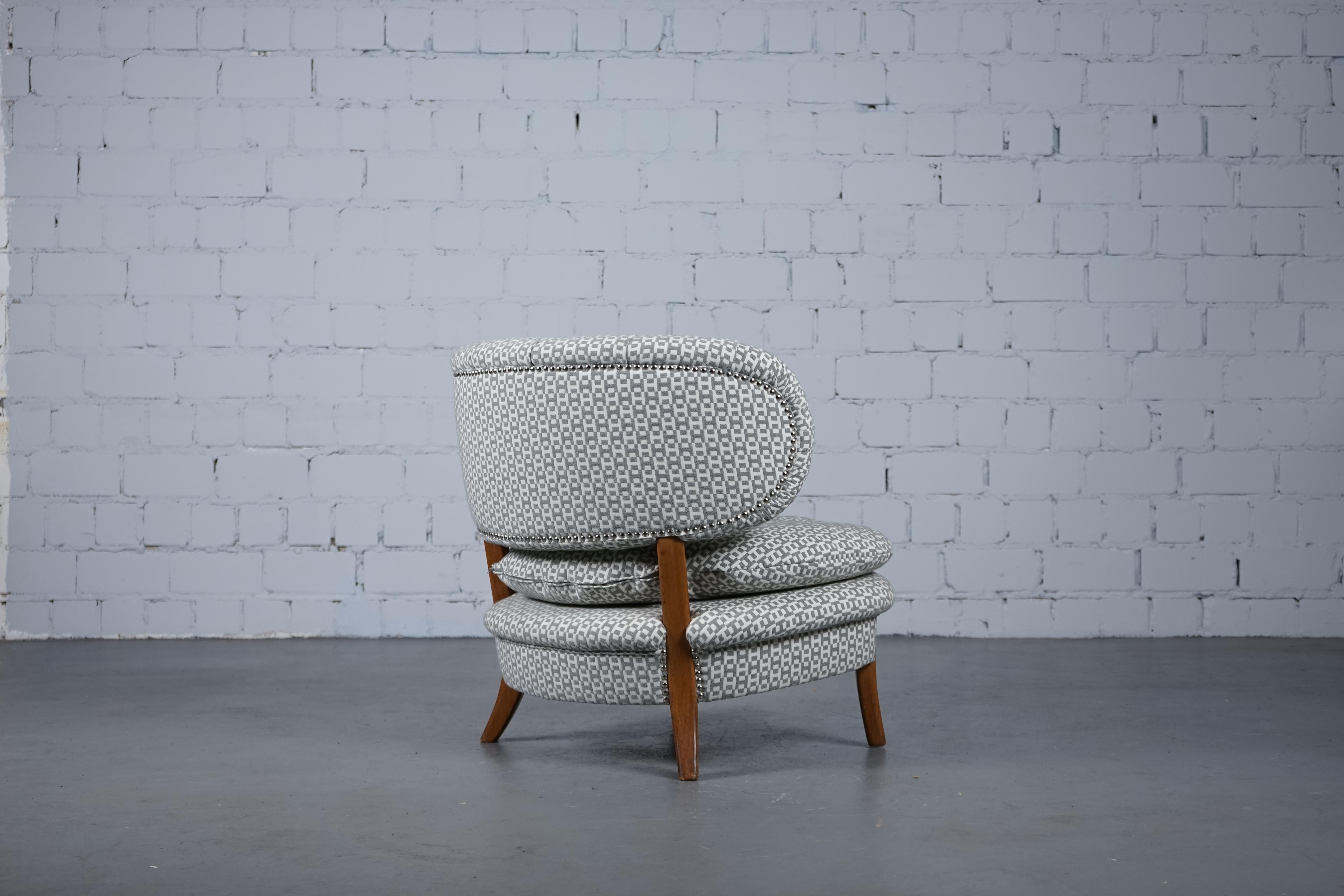 Mid-20th Century Hermès Upholstered Schulz Lounge Chair by Otto Schultz for Boet, 1940s For Sale