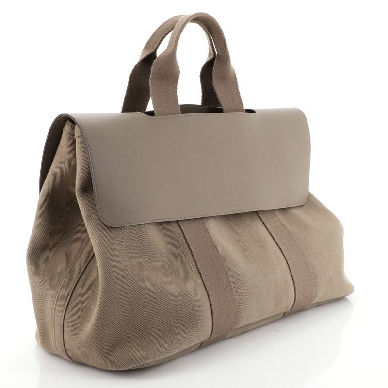 Brown Hermes Valparaiso Handbag Toile and Leather MM