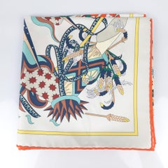 Hermes Vanille / Vert / Orange Le Sacre des Saisons scarf 90