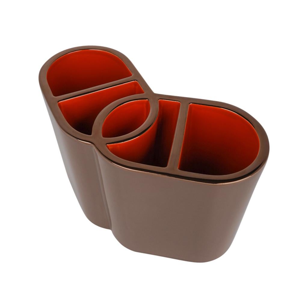 Marrone Vaso Hermes Odyssee Etoupe/Terracotta con rifiniture in oro Nuovo con Scatola