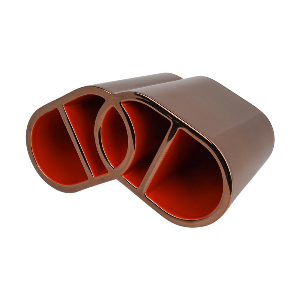 Vaso Hermes Odyssee Etoupe/Terracotta con rifiniture in oro Nuovo con Scatola In condizioni Nuovo a Miami, FL